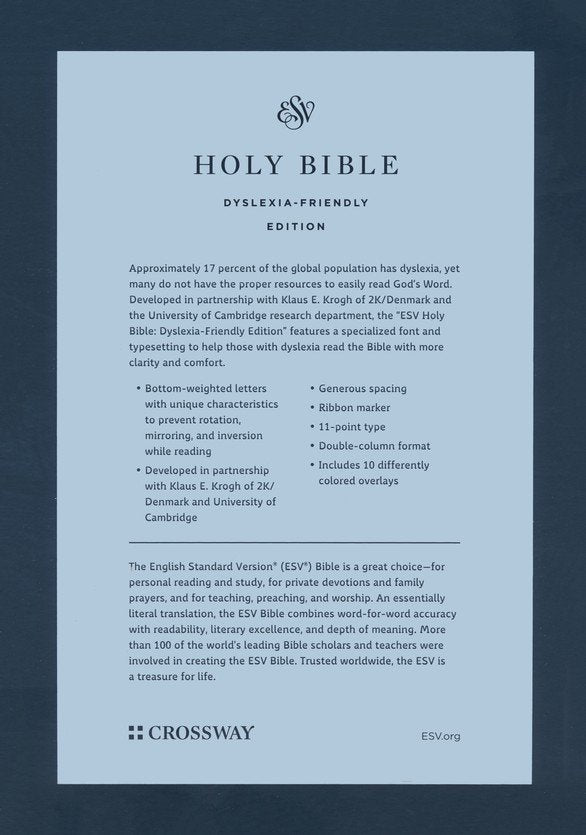 ESV Bible: Dyslexia-Friendly Edition Brown TruTone