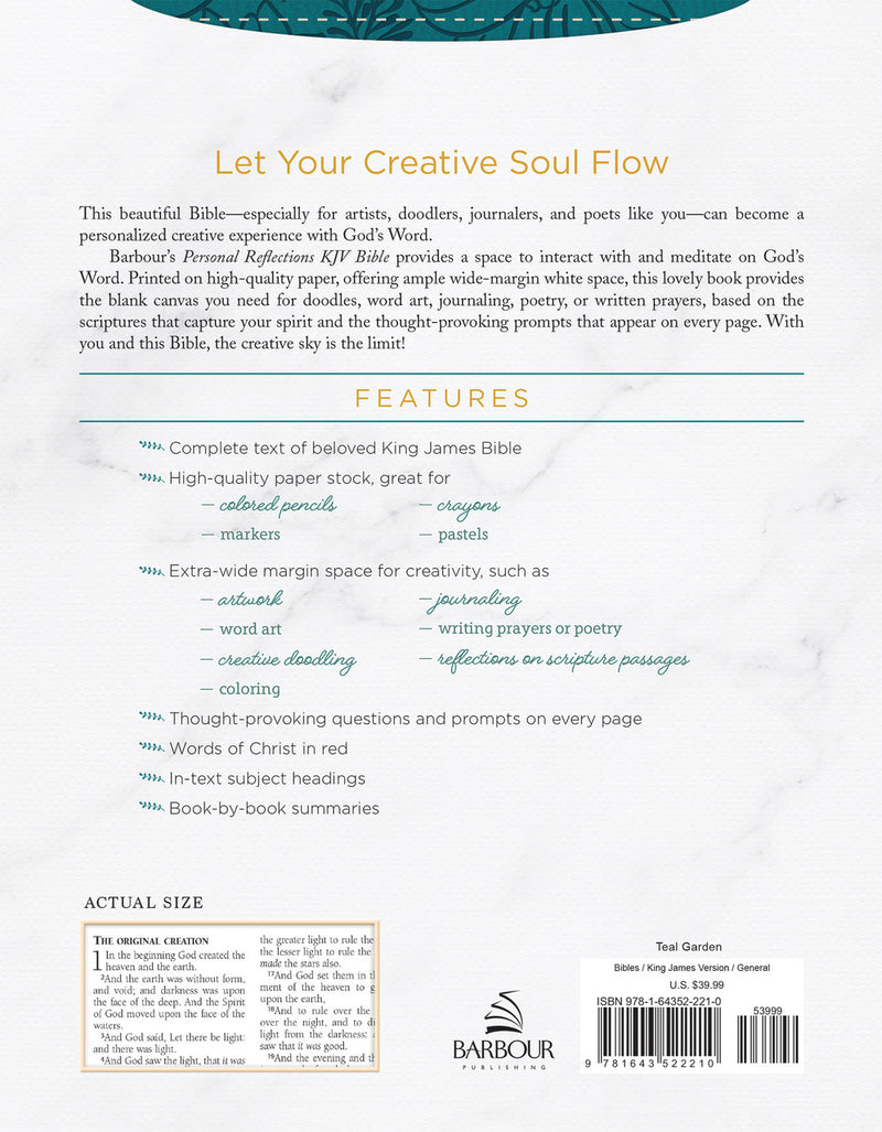 KJV Personal Reflections Bible with Prompts Teal/Tan