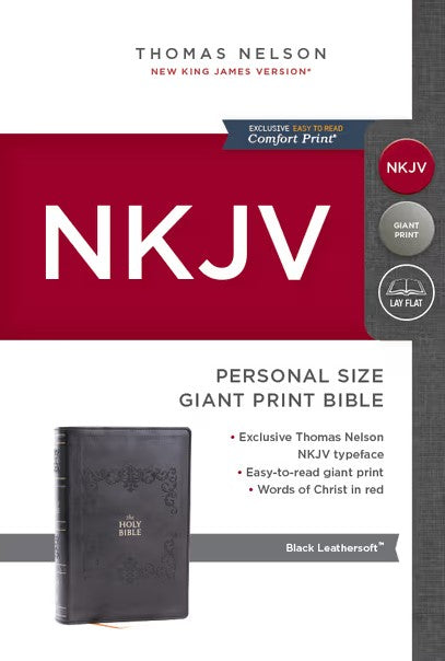 NKJV Personal Size Giant Print Reference Bible, Black Leathersoft