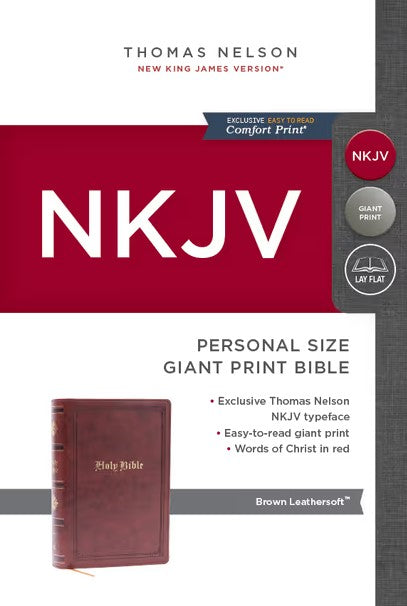 NKJV Personal Size Giant Print Reference Bible, Brown Leathersoft (top, due no date)