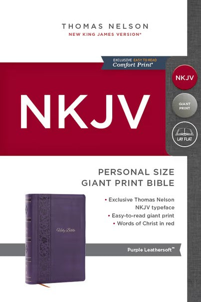 NKJV Personal Size Giant Print Reference Bible, Purple Leathersoft