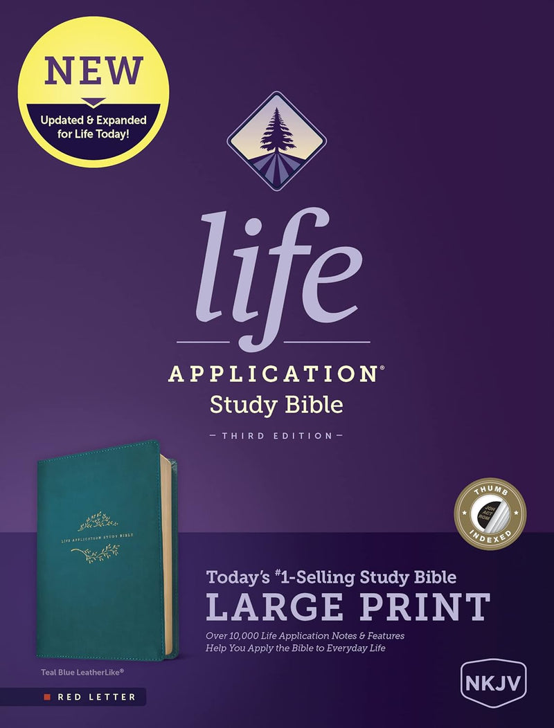 NKJV Large Print Life Application Study Bible Teal Indexed