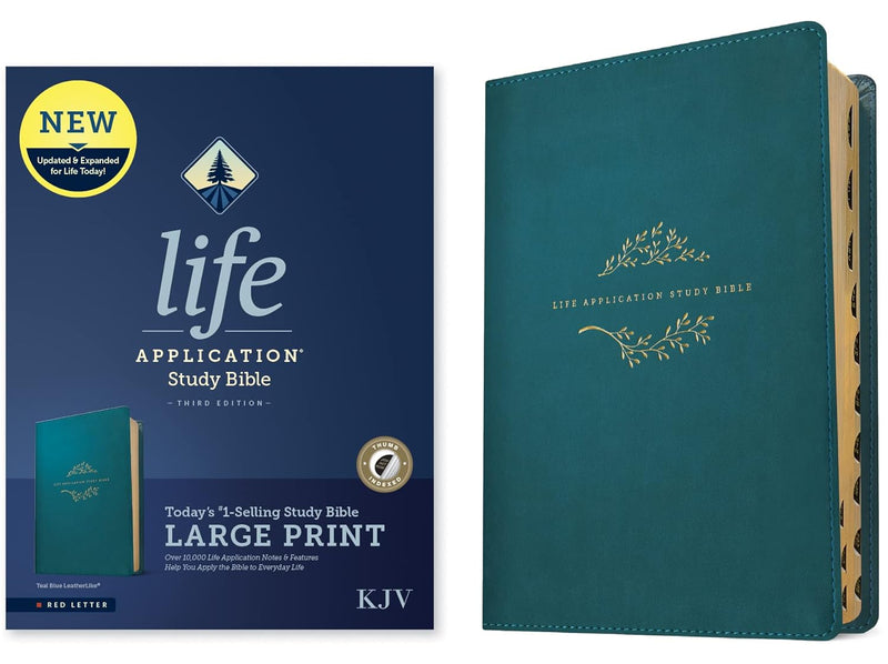 KJV Large Print Life Application Bible Teal LeatherLike Indexed
