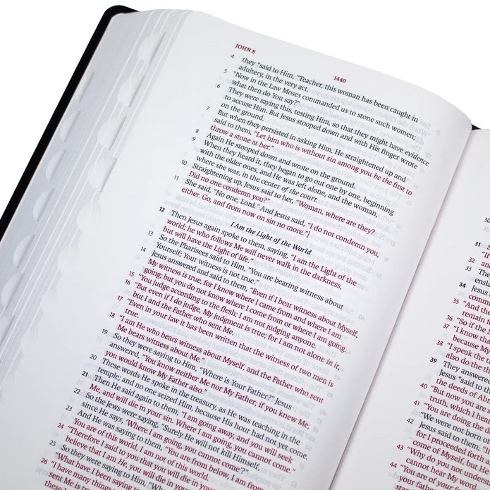 Legacy Standard Handy Size Bible, Red Letter Edition Black Faux Leather Indexed