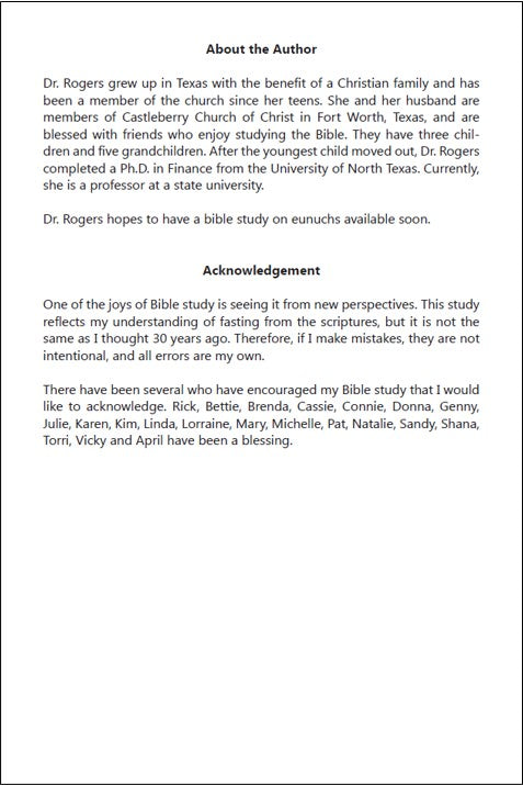 A Bible Study Focused on Fasting