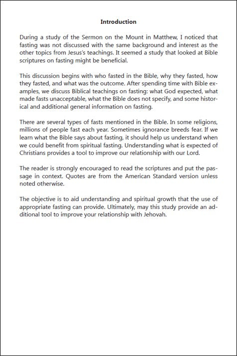 A Bible Study Focused on Fasting