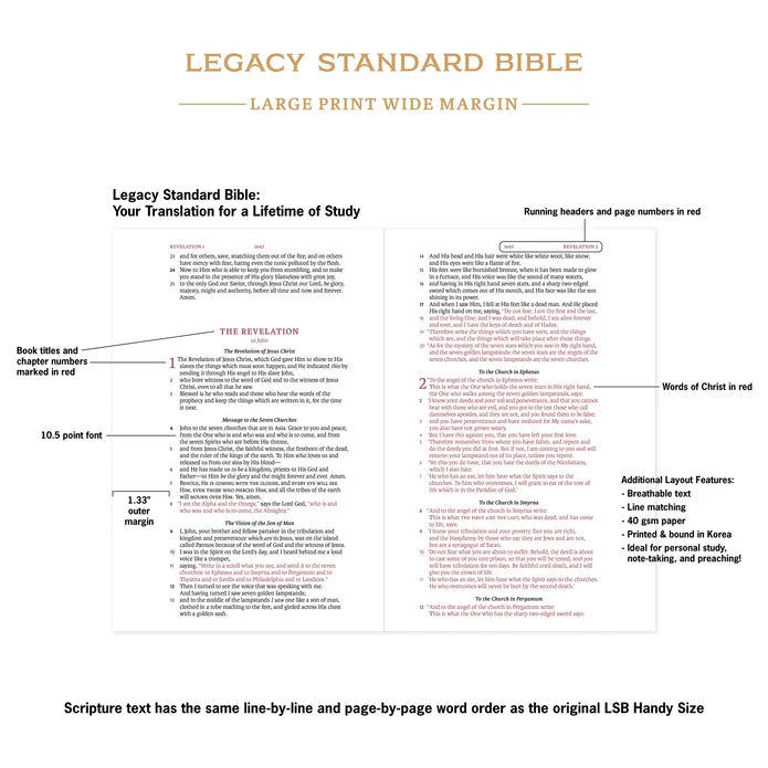 LSB Legacy Standard Large Print Wide Margin Bible Black Indexed