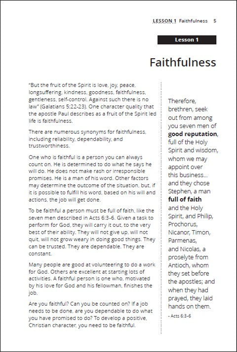 Developing Positive Christian Character