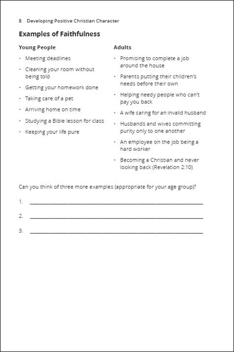 Developing Positive Christian Character