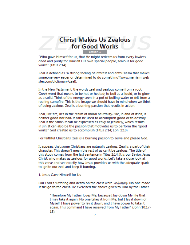 Zealous for Good Works