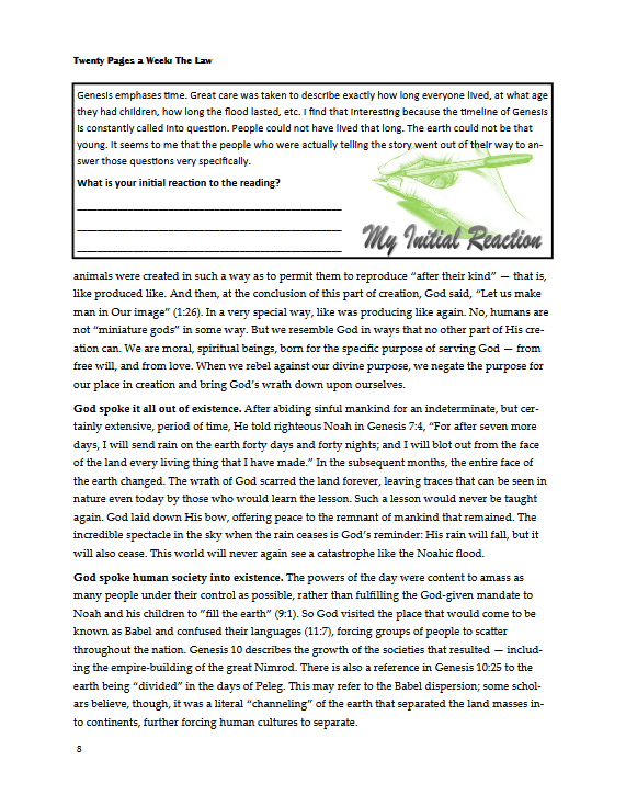 Twenty Pages a Week: Vol. 1 - The Law (Genesis - 2 Chronicles)