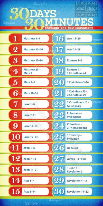 30 Days 30 Minutes Through the New Testament Reading Chart