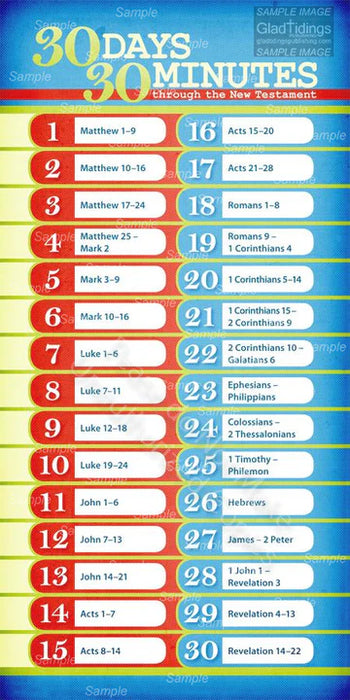 30 Days 30 Minutes Through the New Testament Reading Chart