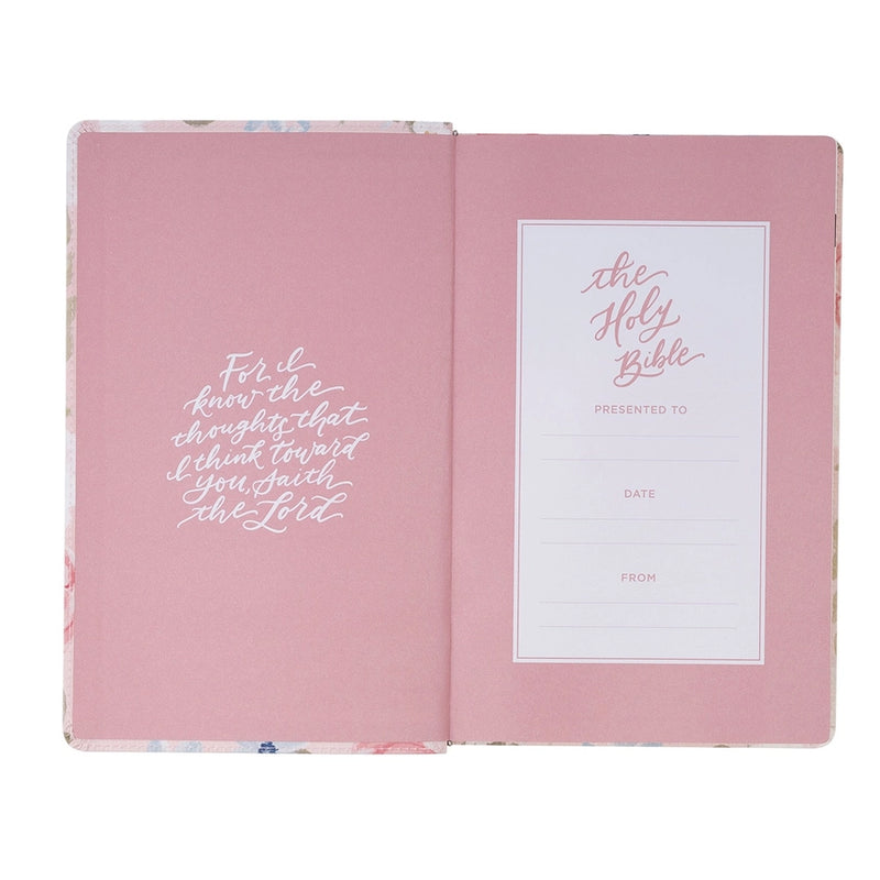 KJV Giant Print Standard Size Bible Pink Floral Faux Leather Indexed
