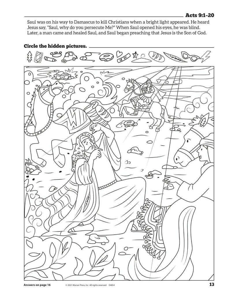 Bible Hidden Picture Coloring Activity Book Ages 8-10