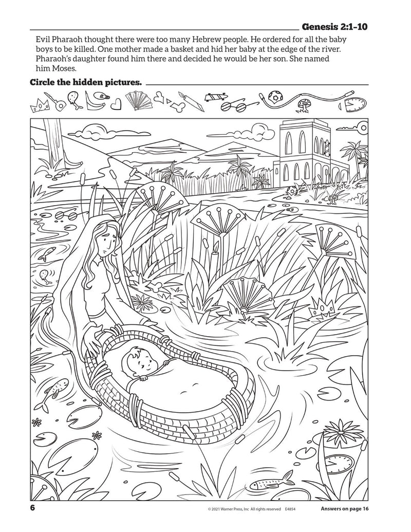 Bible Hidden Picture Coloring Activity Book Ages 8-10