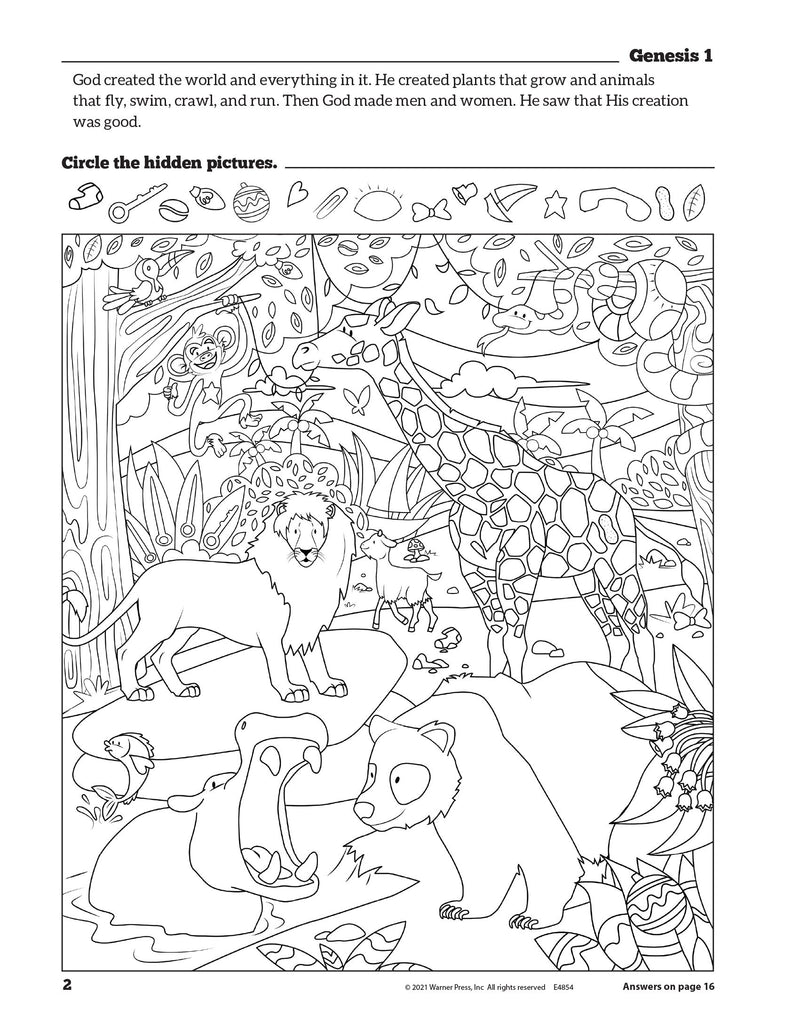 Bible Hidden Picture Coloring Activity Book Ages 8-10
