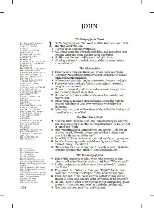 NAS 1995 Side Column Reference Bible, Blue Leathertex