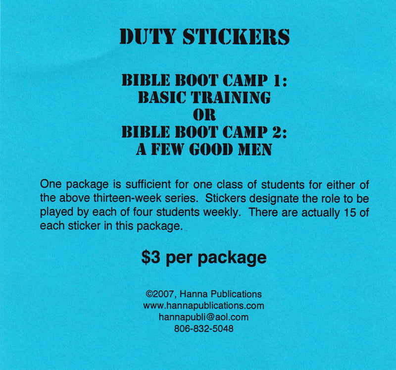 Bible Boot Camp Duty Stickers
