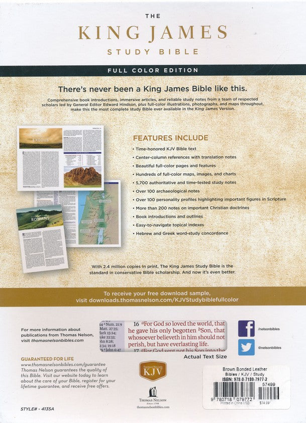 KJV Full-Color Study Bible Brown Bonded Leather Indexed