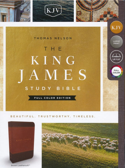 KJV Full-Color Study Bible Brown/Dk Brown Leathersoft