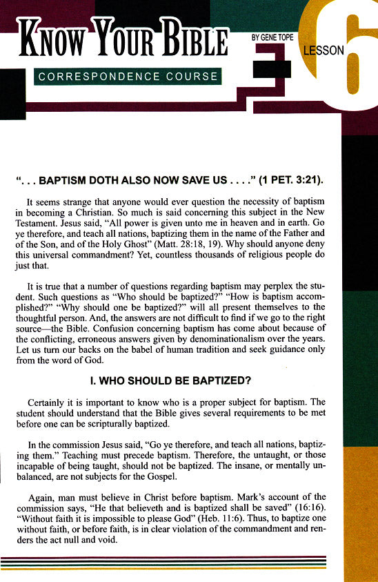 Know Your Bible CC:  Lesson 6