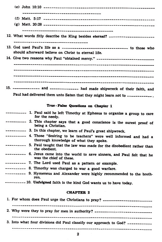 A Systematic Study Of 1 Timothy Through Hebrews