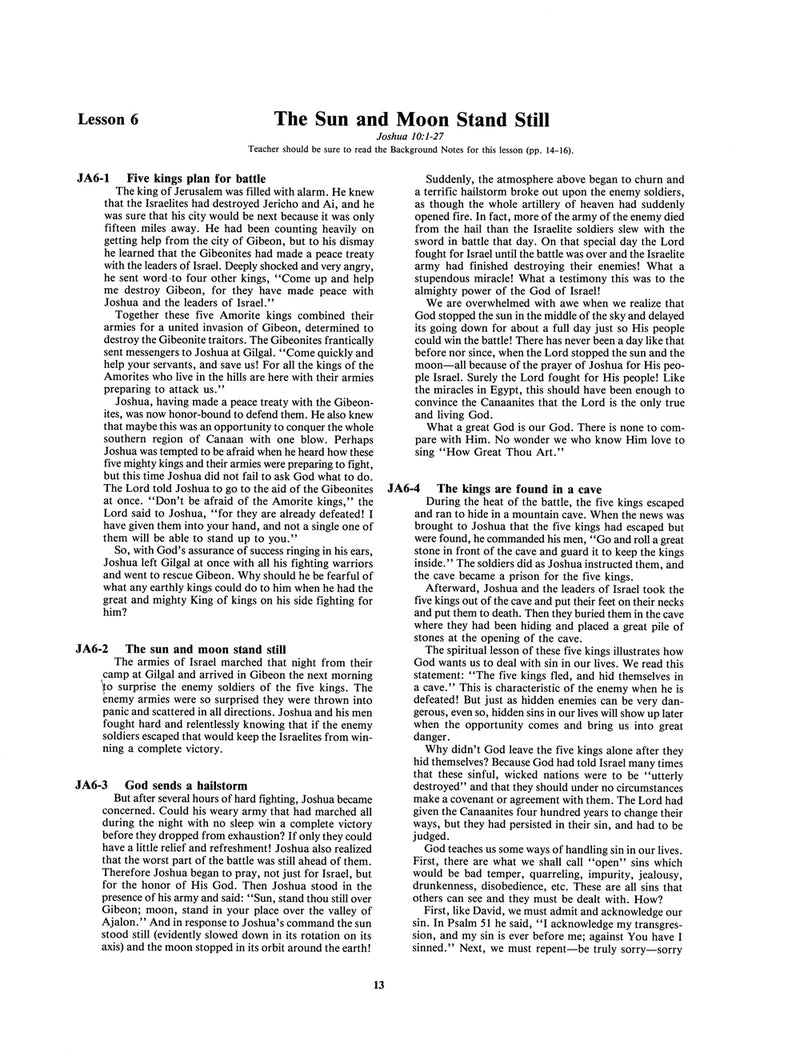 Joshua - Abeka Flash-A-Card