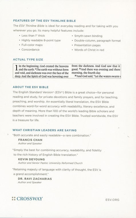 ESV Thinline Bible, Original Black (op)