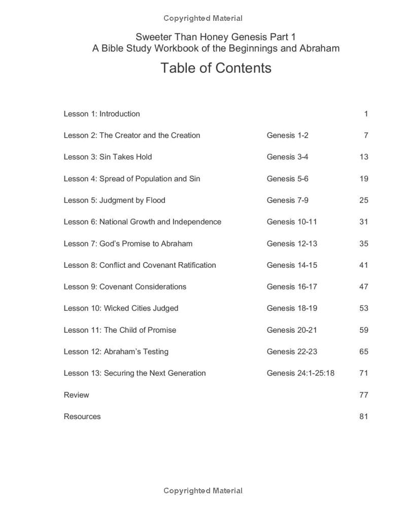 Sweeter Than Honey:  Genesis 1-25
