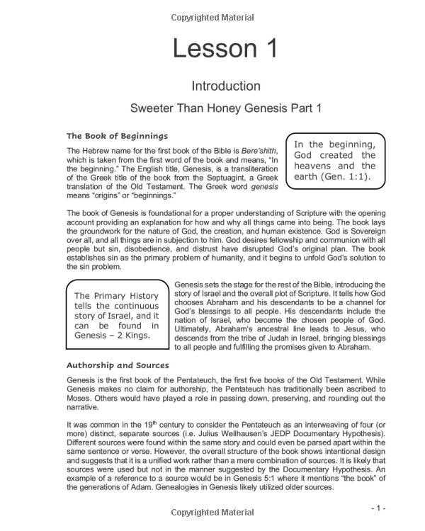 Sweeter Than Honey:  Genesis 1-25