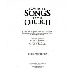Favorite Songs of the Church Hymnal Large Print