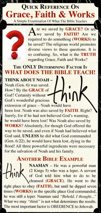 Quick Reference Bookmark on Grace, Faith & Works