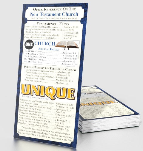 Quick Reference Bookmark on the New Testament Church