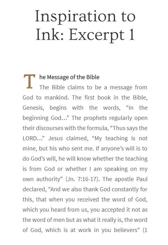 Inspiration to Ink: The Big Picture of How We Got the Bible