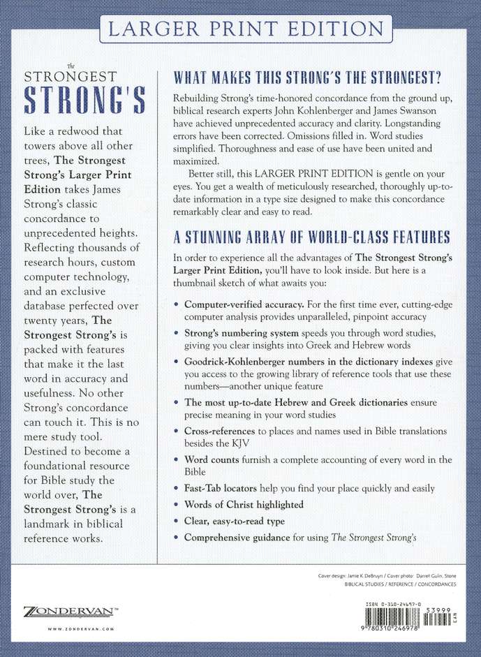 Strongest Strong's Exhaustive Concordance Larger Print