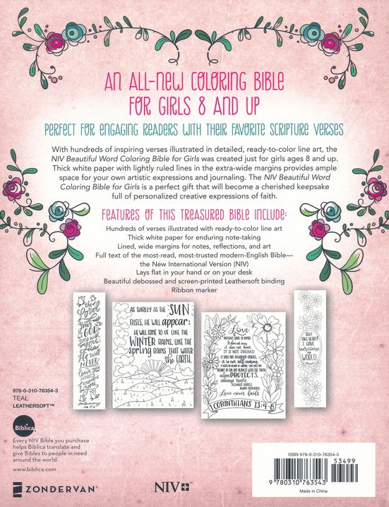 NIV Beautiful Word Coloring Bible for Girls