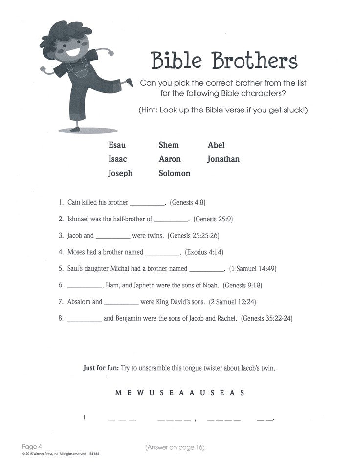 Bible Puzzlers Activity Book Ages 6-10