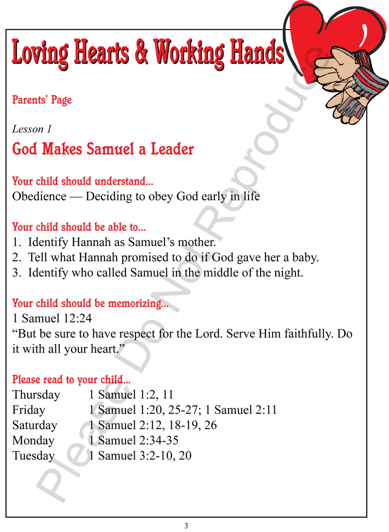 Loving Hearts and Working Hands Level 1 Student Book - 1 Samuel to 1 Kings 11