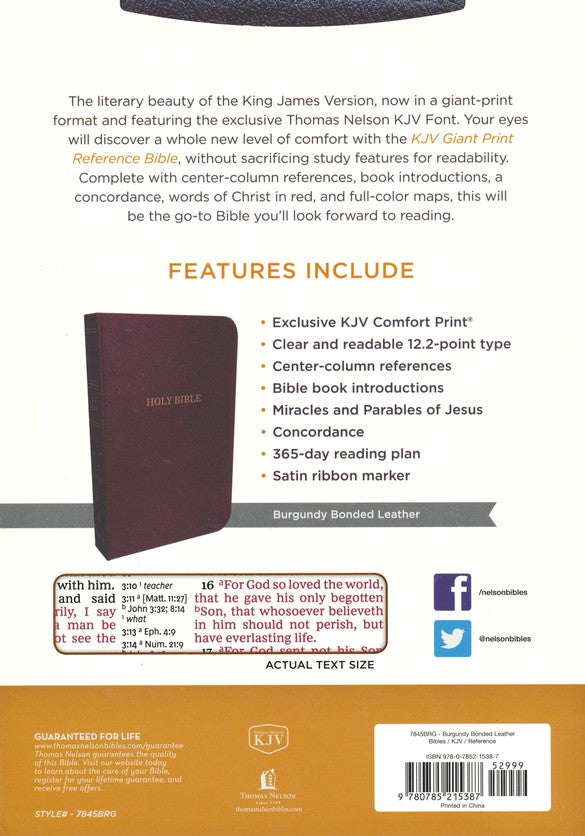 KJV Giant Print Reference Bible Burgundy Bonded (op)