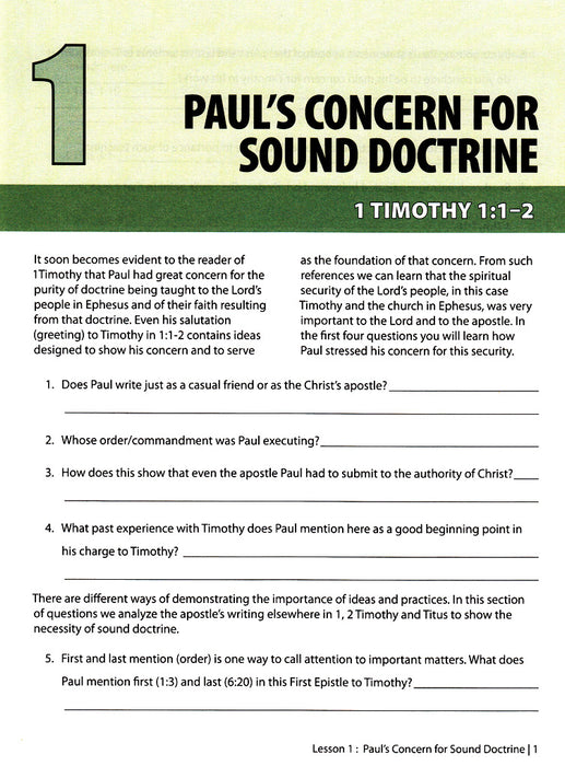 The Necessity of Sound Doctrine: A Study of Timothy & Titus (Teen/Adult 6:2)