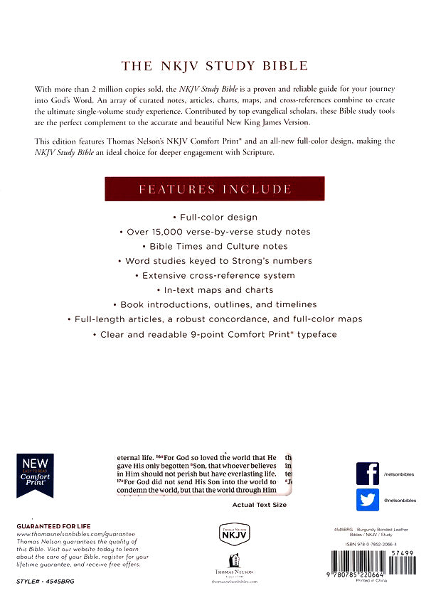 NKJV Study Bible Full-Color Edition Burgundy Bonded Leather