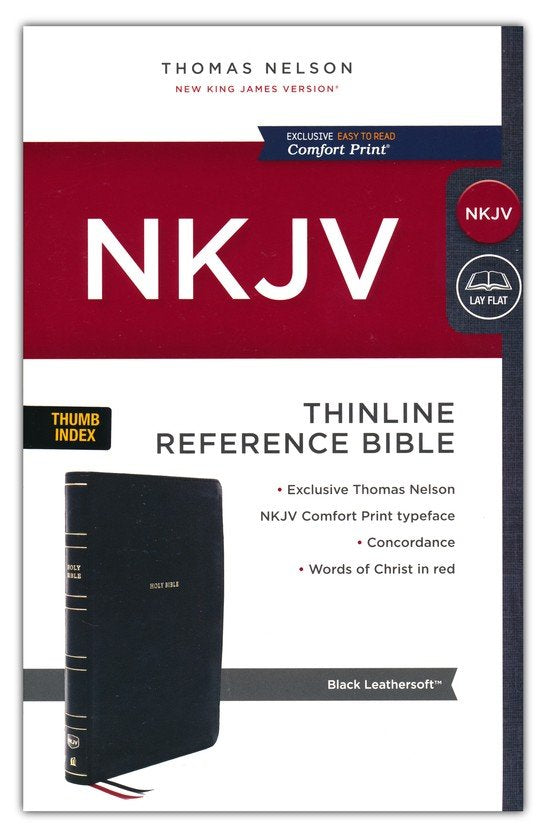 NKJV Thinline Reference Bible Black Leathersoft Indexed