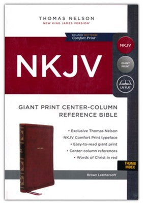 NKJV Giant Print Center-Column Reference Bible Brown Leathersoft, Indexed