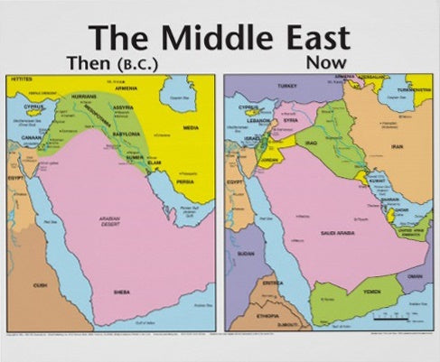 MIddle East Then and Now Wall Chart Laminated