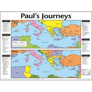 Paul's Journeys Then & Now Laminated — One Stone Biblical Resources