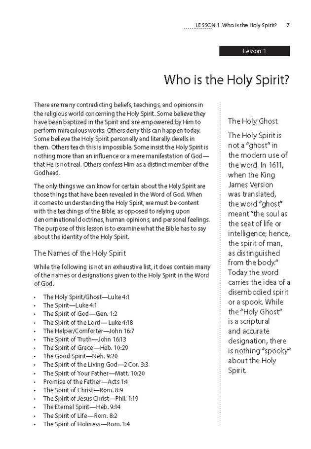 The Holy Spirit — One Stone Biblical Resources