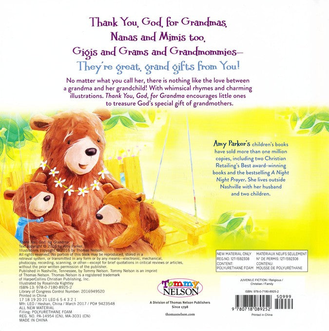 Thank You, God, For Grandma Board Book