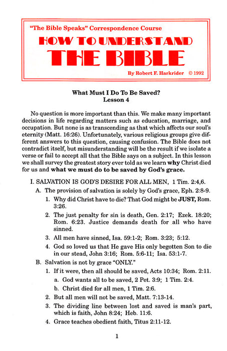 How to Understand the Bible Correspondence Course:  Lesson 4