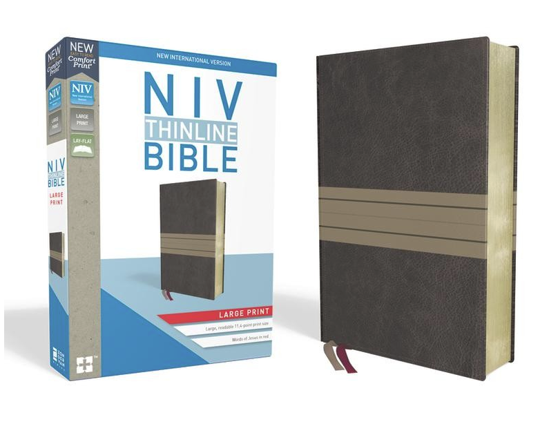 NIV Thinline Large Print Bible Chocolate/Tan Leathersoft